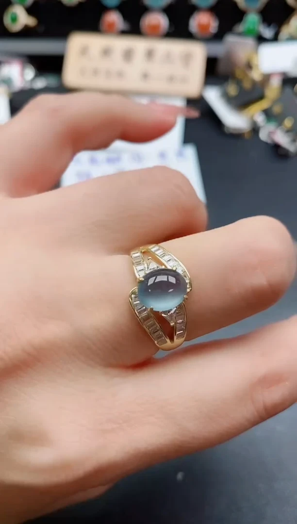 银S925镶嵌戒指翡翠1