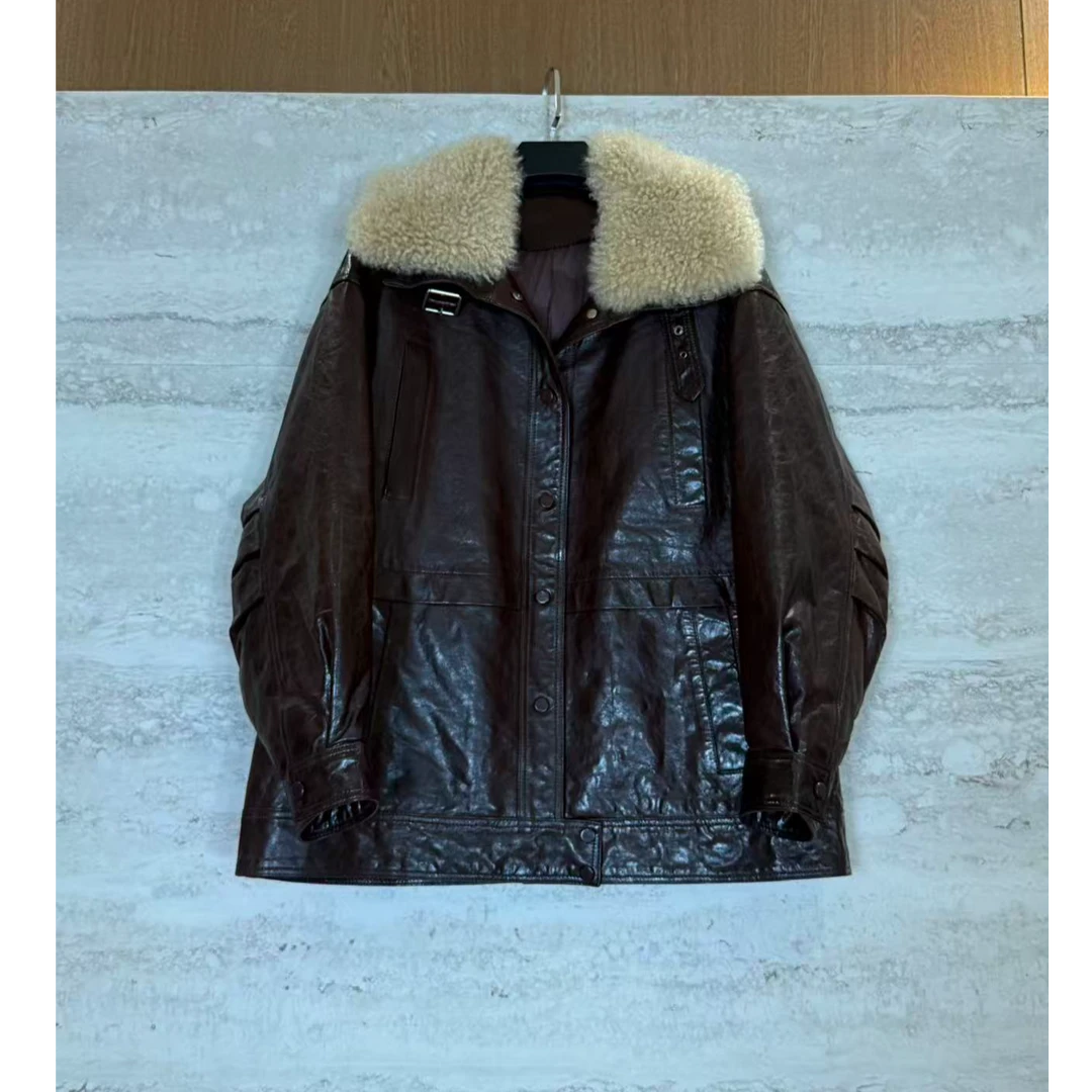 TANTAN 显瘦气质毛领秋冬皮衣外套3536