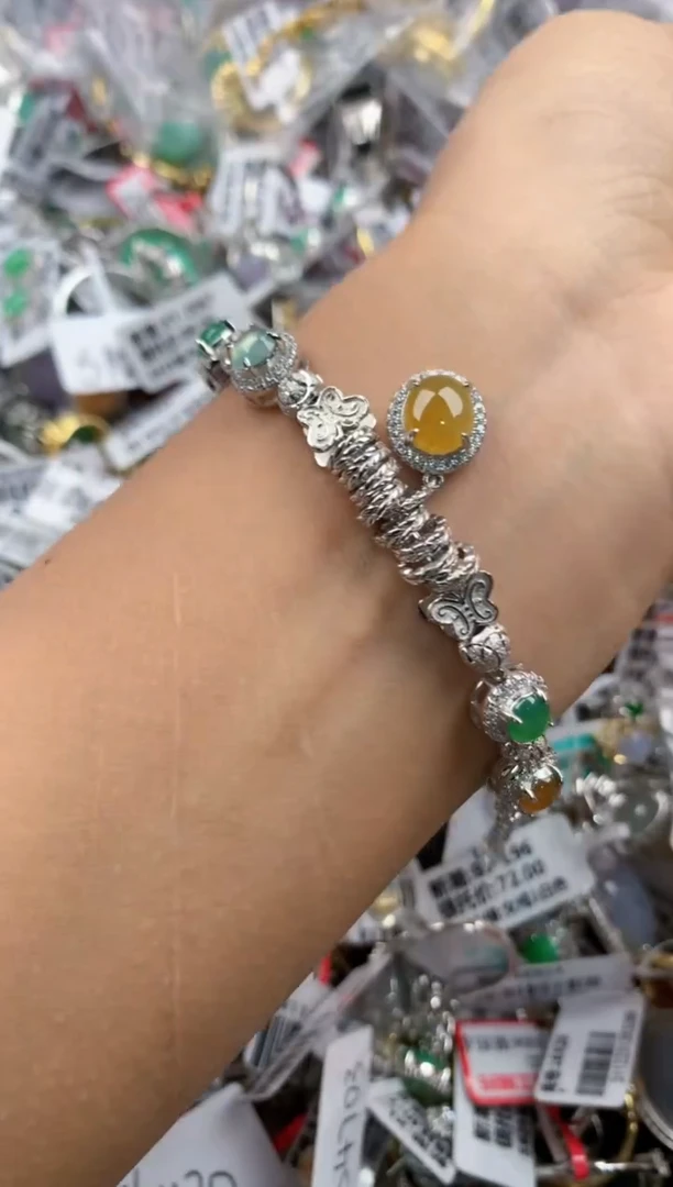 银S925镶嵌戒指翡翠666----3