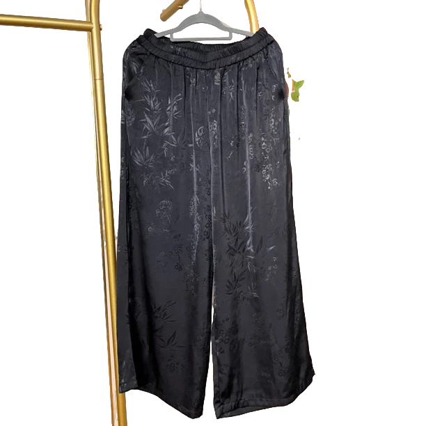 【佳佳】160高品质醋酸气质阔腿压花裤舒适百搭显瘦直筒时尚休闲