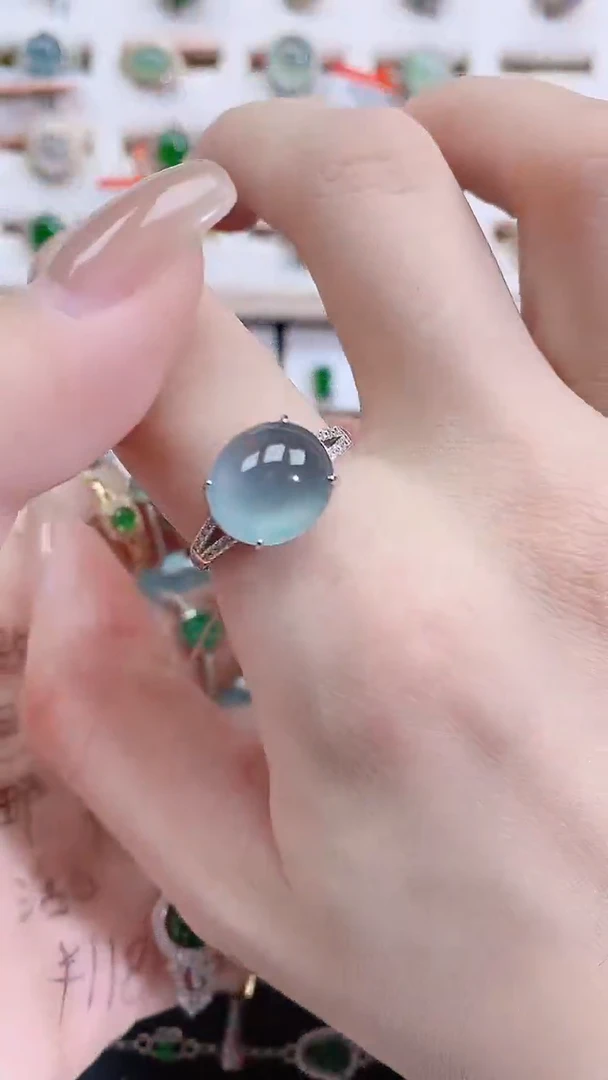 银S925镶嵌戒指翡翠天然翡翠