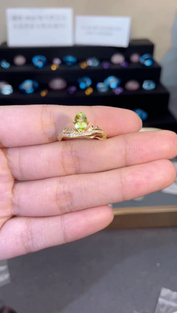 银S925镶嵌戒指橄榄石天然宝石