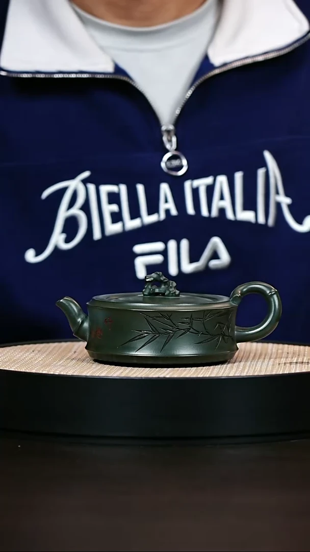 茶壶紫砂原矿紫砂壶绿泥太湖石竹节