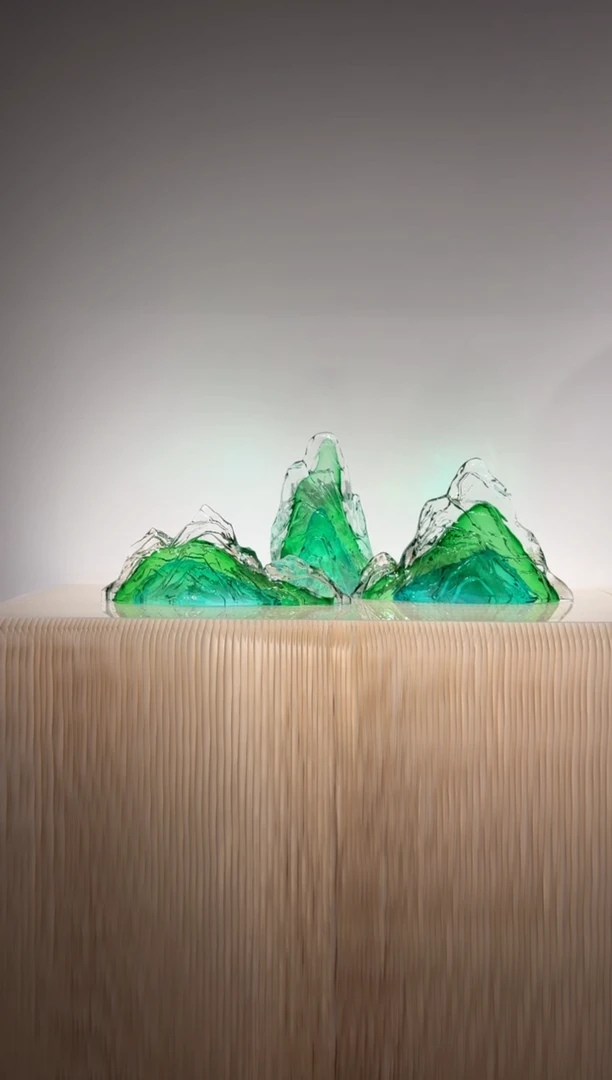 摆件璨石美学翡翠山一组艺术摆件