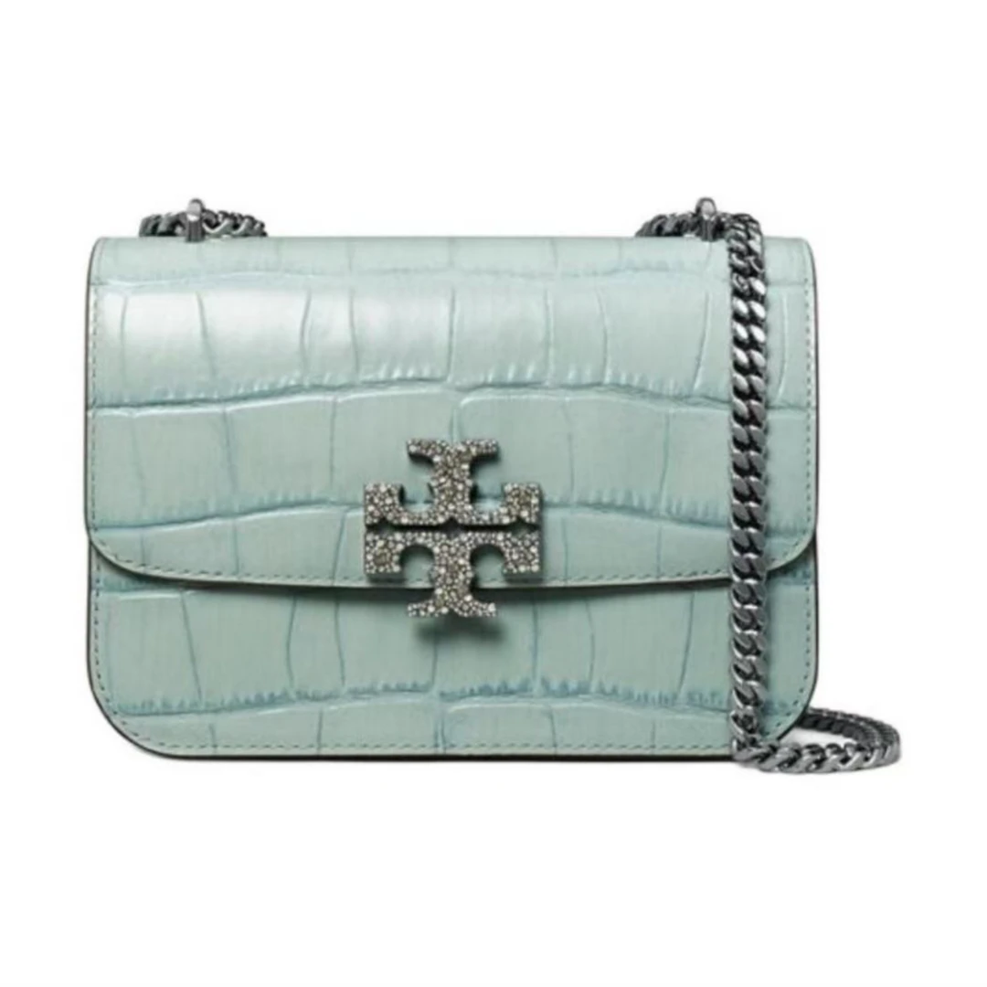 tory burch/汤丽柏琦/Eleanor鳄鱼压纹皮革金砖链条包 蓝色