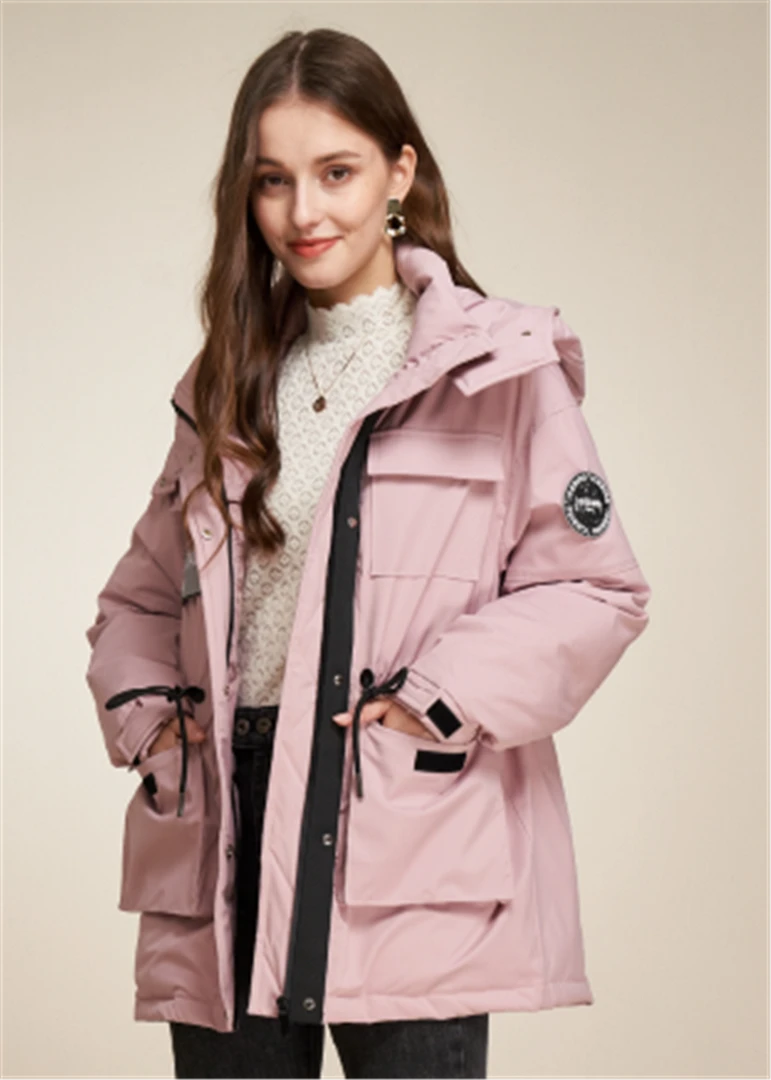 厚连帽运动风宽松法式羽绒服休闲轻职风街头风芭蕾风2025女宝女童