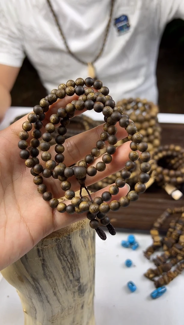 手串沉香手串6mm圆珠多圈奇楠沉香佛珠  12克+  多样性发一