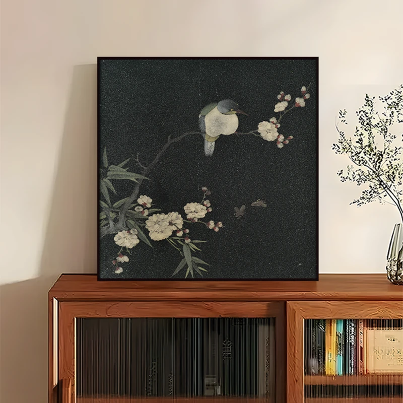 中古风背景墙装饰画客餐厅新中式玄关摆件宋代美学挂画壁花鸟4040