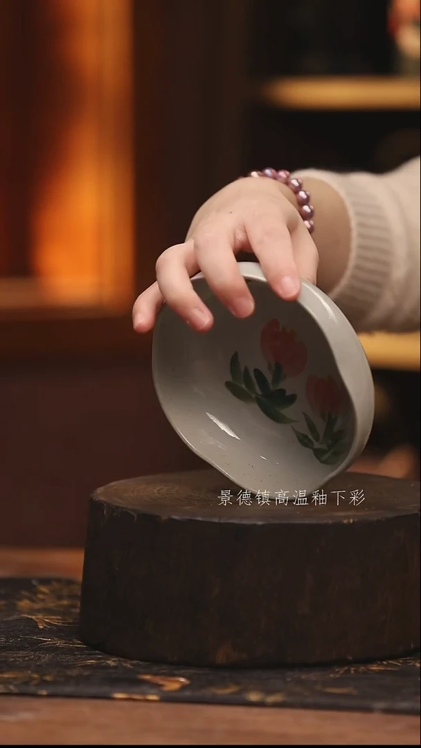陶瓷景德镇高温釉下手绘陶瓷@L459@