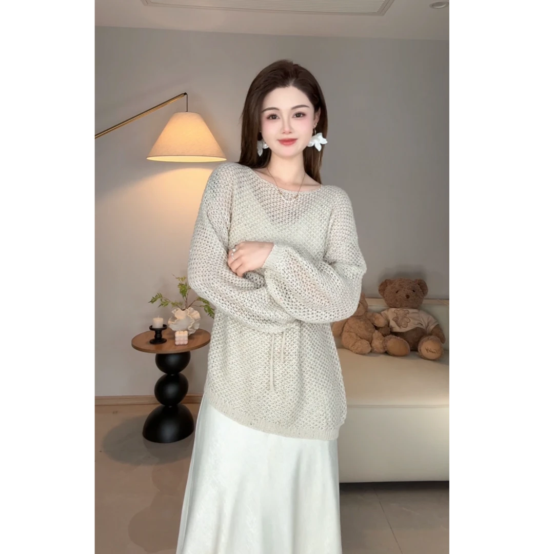 【唐雪莹专属】秋冬针织宽松长袖慵懒风毛衣吊带裙两件套 TX24099