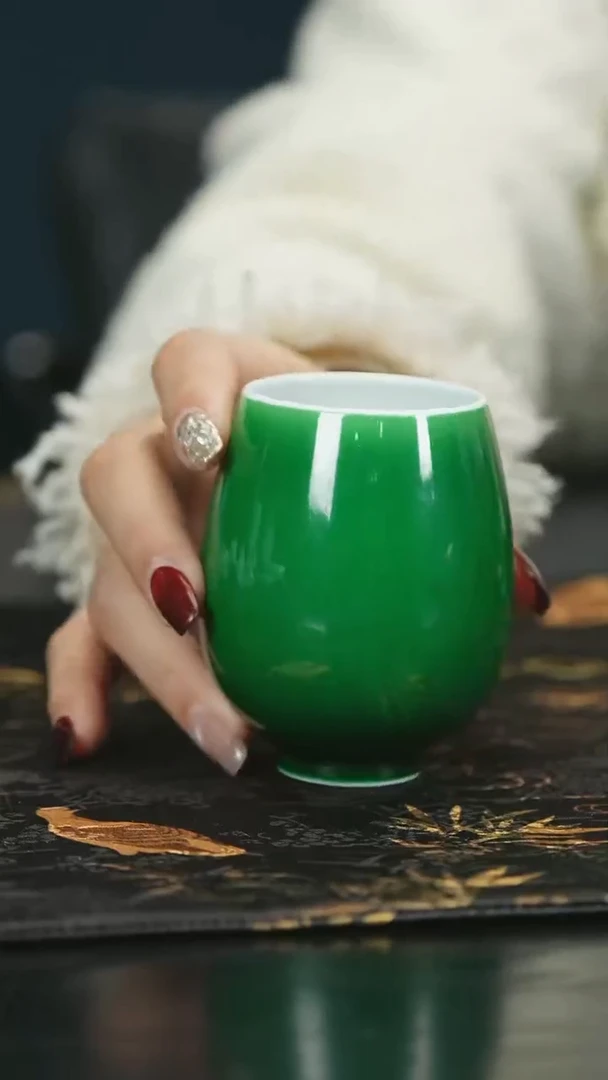 【闪购商品】瓷唐里郎窑绿竹节主人杯