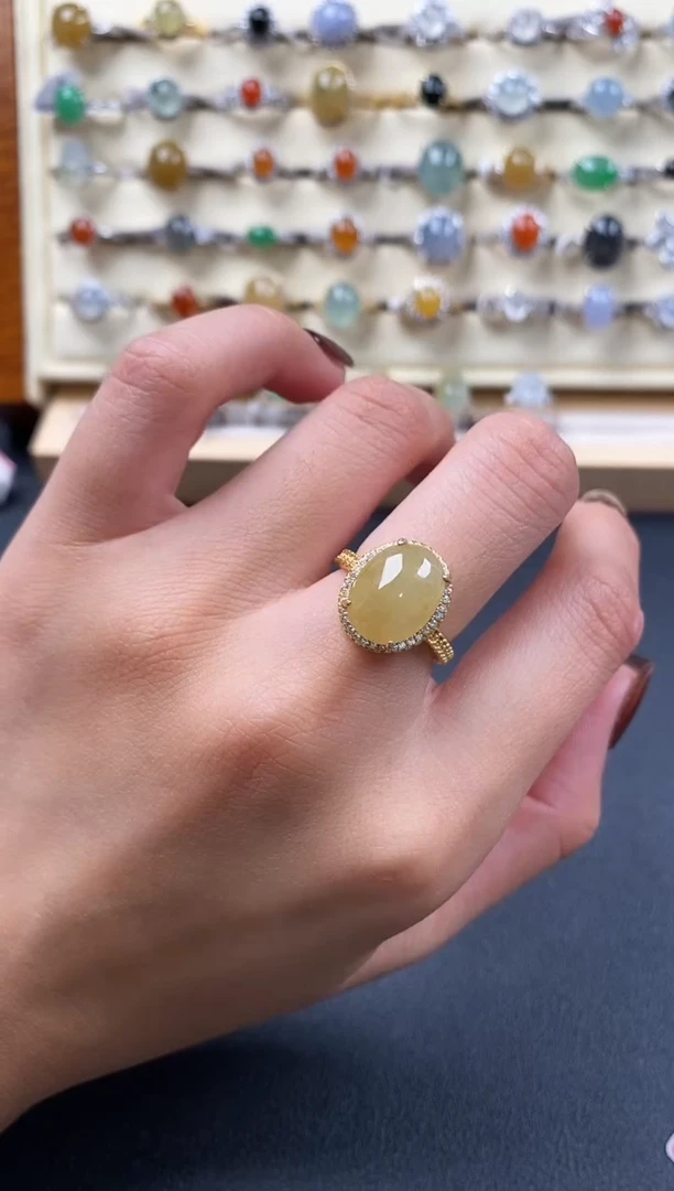 银S925镶嵌戒指翡翠444444+8