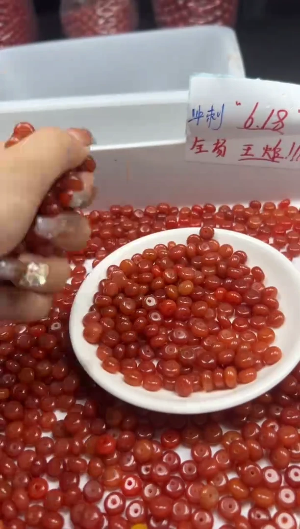 南红玛瑙未镶嵌颈饰x1366满肉南红算盘8*4mm30颗