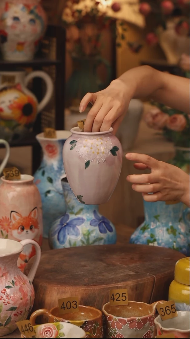 陶瓷172景德镇设计师手作花器摆件侘寂风