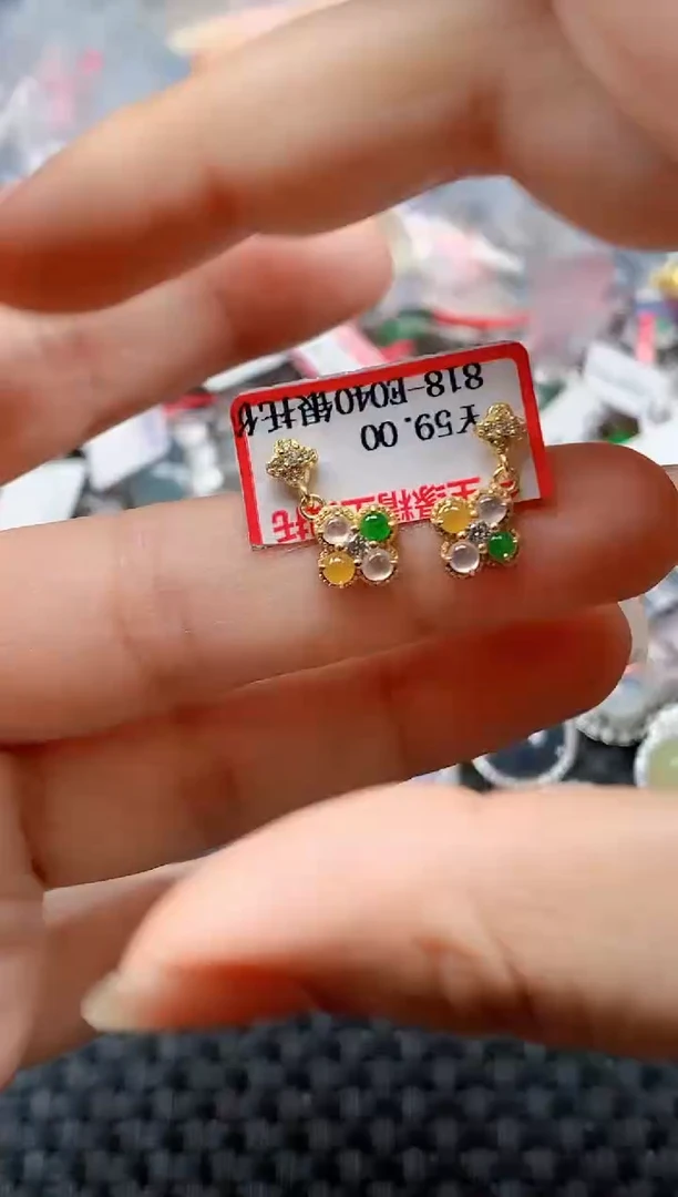 银S925镶嵌戒指翡翠天然A货缅甸翡翠