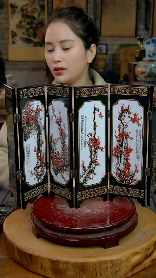 摆件陶景德镇陶瓷摆件报春图屏风