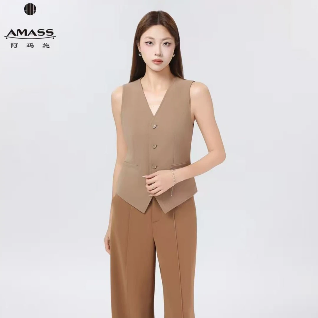 AMASS/阿玛施复古气质休闲纯色西装马甲女士5400870-4249143