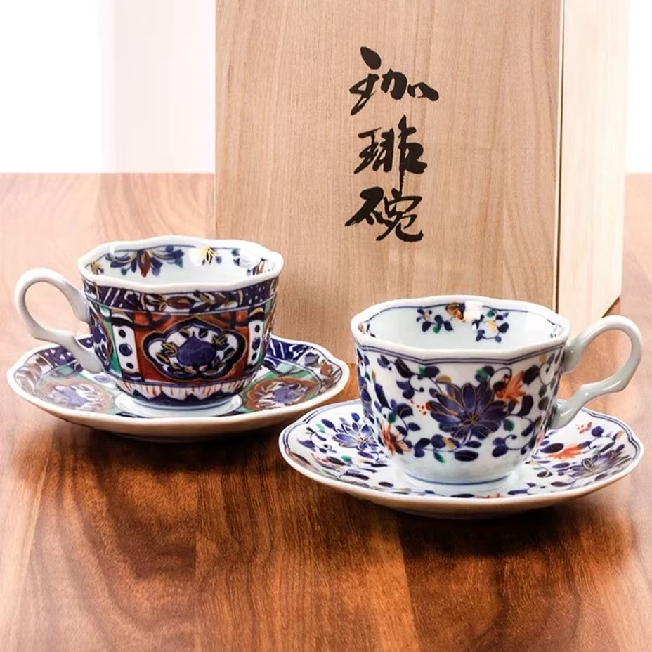 日本进口蓝凛堂咖啡杯碟套装日式高档描金复古精致下午茶礼盒套装