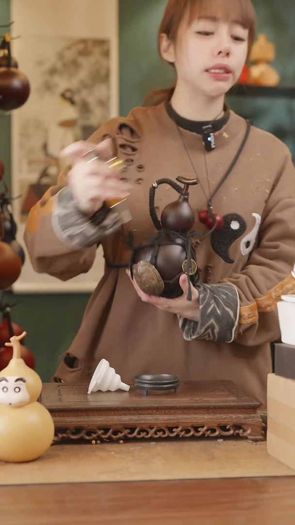 【闪购商品】85号精品天然大漆工艺防渗内胆酒葫芦~