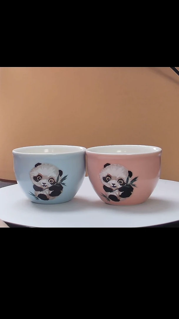 对杯彩绘熊猫主人对杯