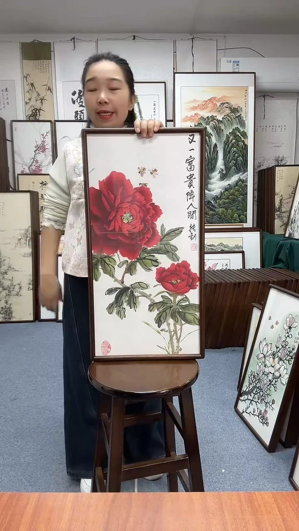 国画尺寸35*68实木画框京东包邮手绘