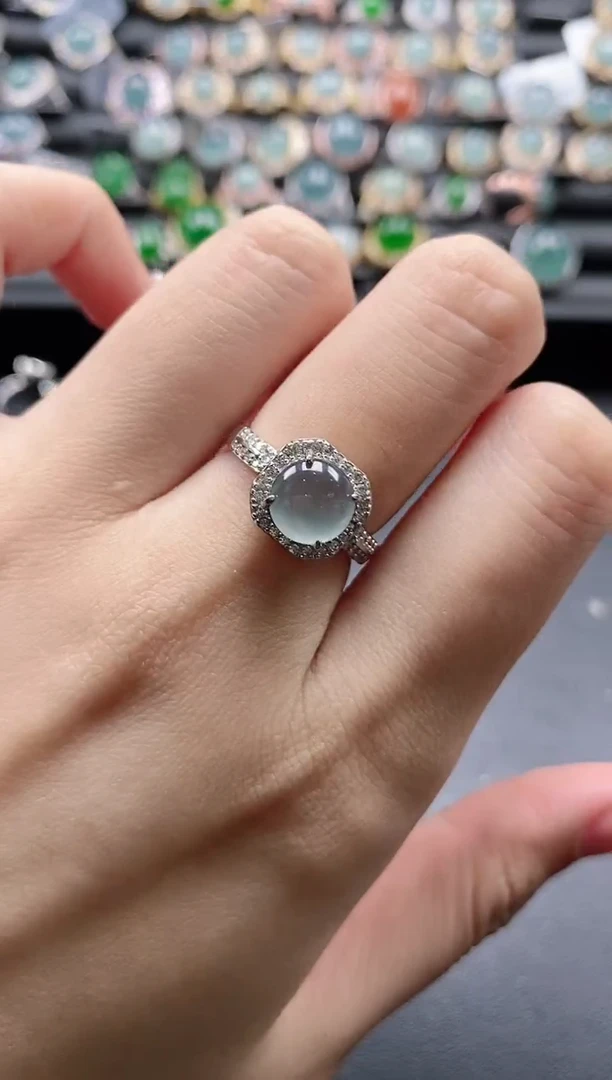 【闪购商品】翡翠戒指银S925镶嵌5151-10