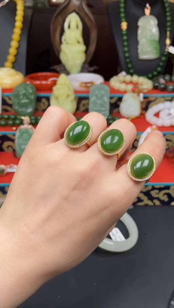 和田玉戒指银S925镶嵌戒指多样性发其一a029