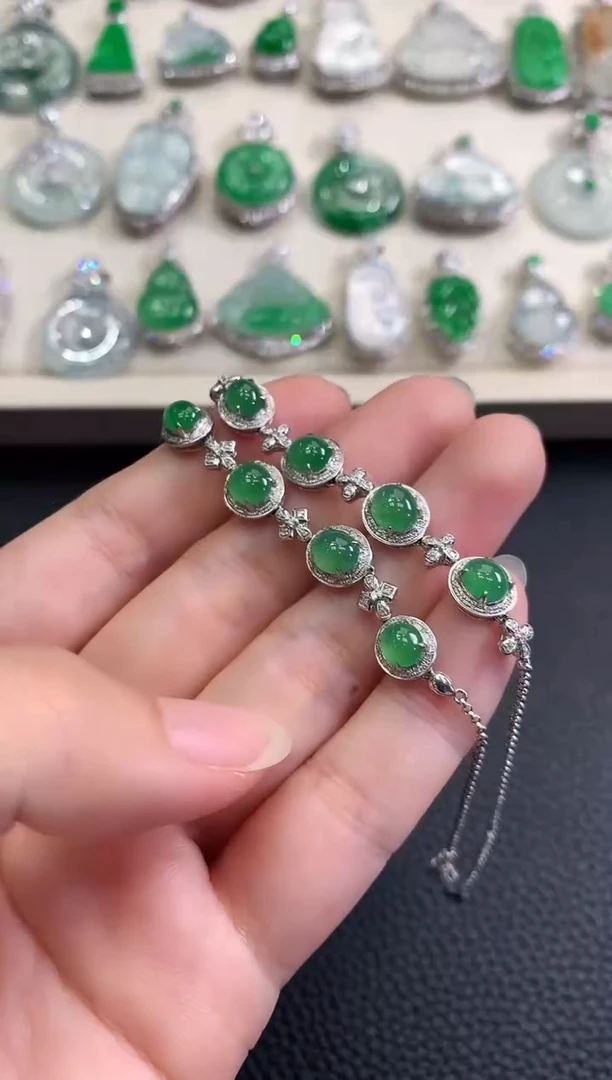 18K金镶嵌手链翡翠春日珠宝 B45多样性一件发