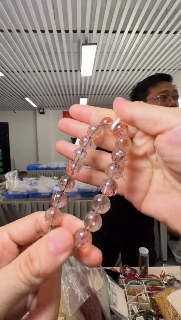 水晶手串未镶嵌黑金超圆珠单圈手串