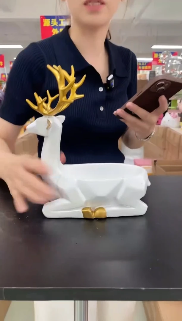 树脂【孤品仅一件】坐姿鹿鹿鹿收纳白/黑/蓝