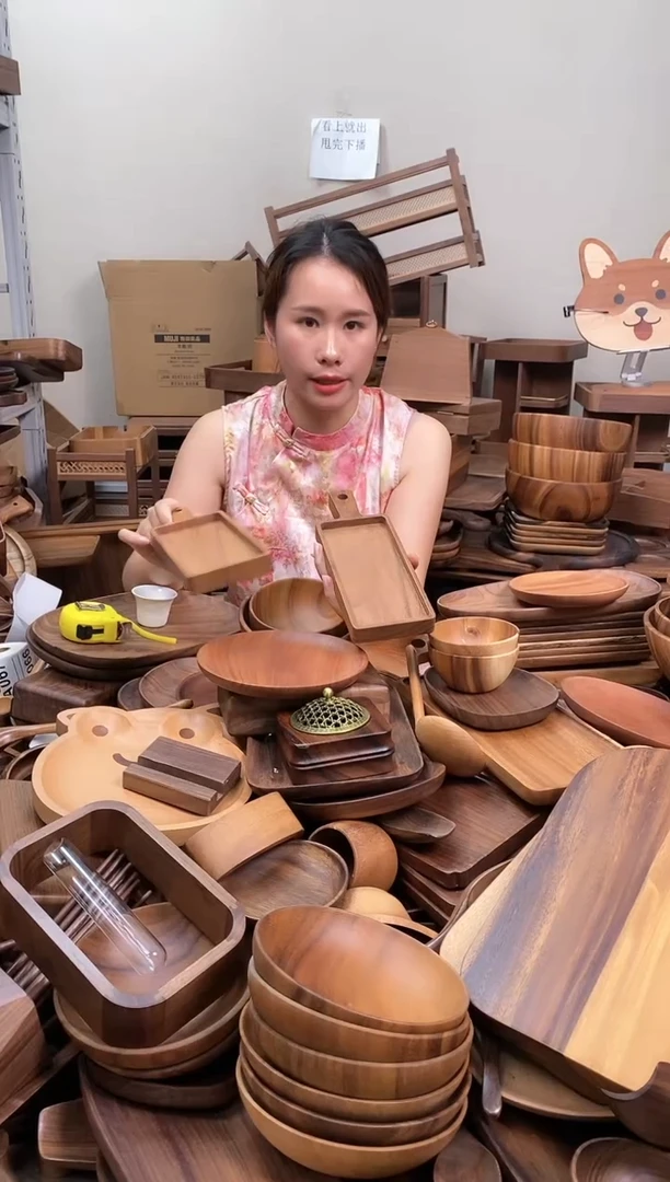 木  南美胡桃木带手柄点心盘26*9cm