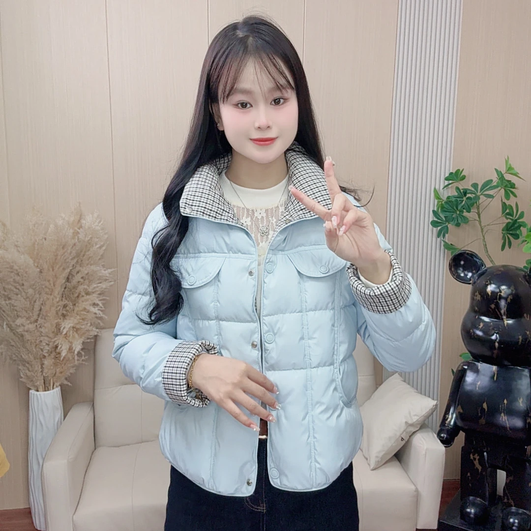 玲妹妹 （时光）冬季新款撞色加厚时尚百搭拼接保暖棉服女