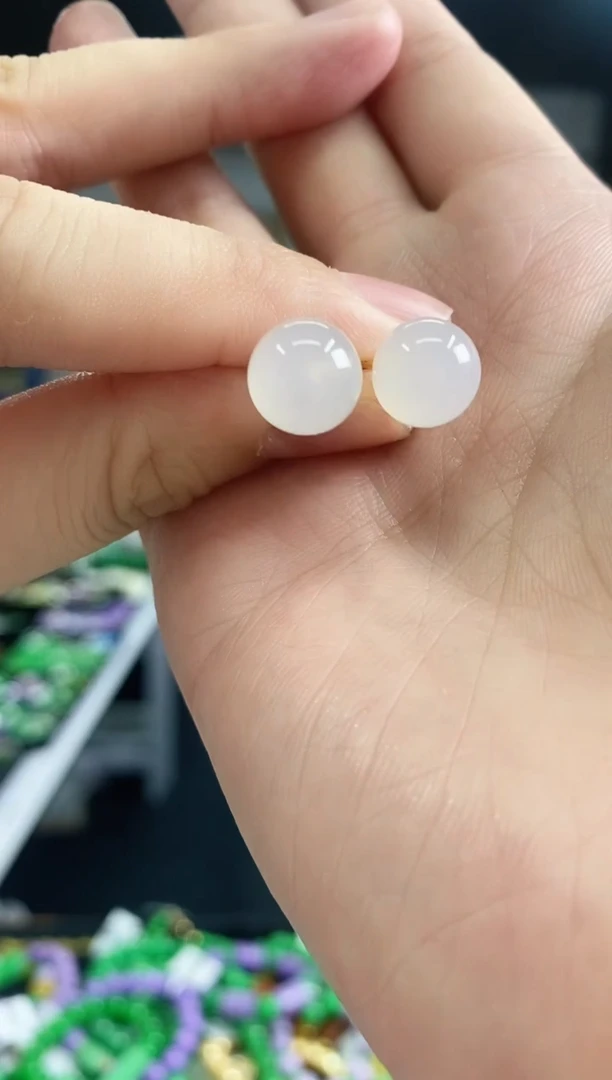 玛瑙/玉髓耳钉银S925镶嵌多样性发其一颜色微差