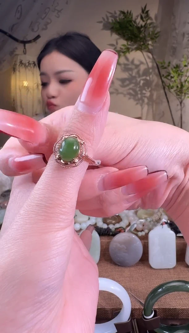 【闪购商品】和田玉戒指银S925镶嵌戒指