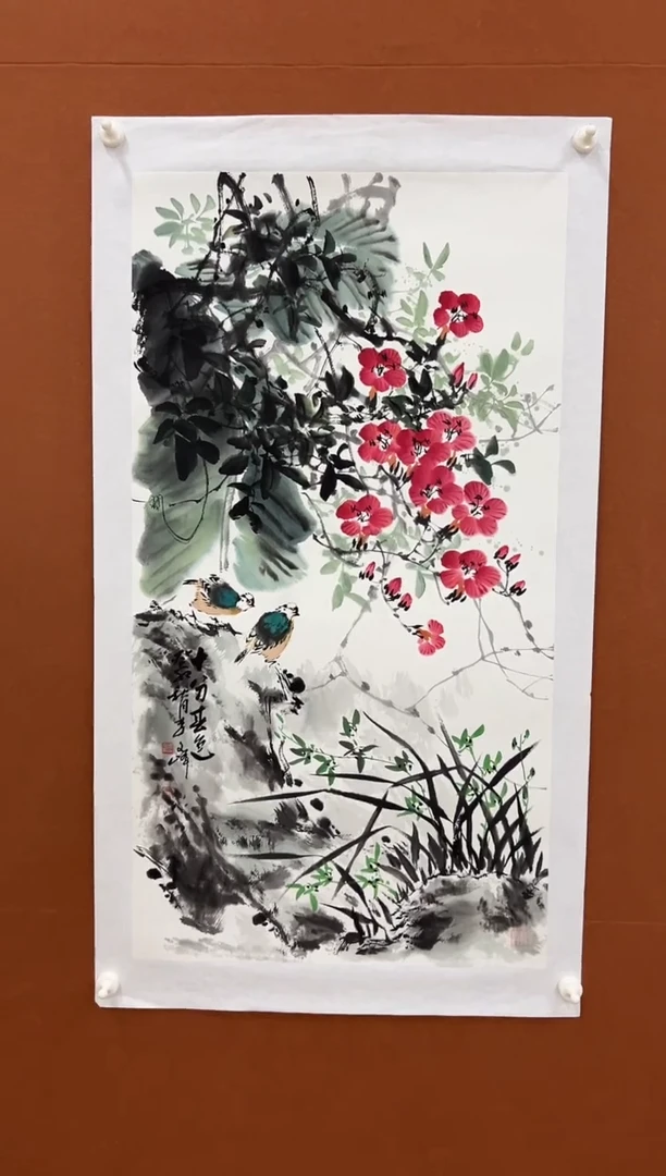国画李文峰三尺整张花鸟
