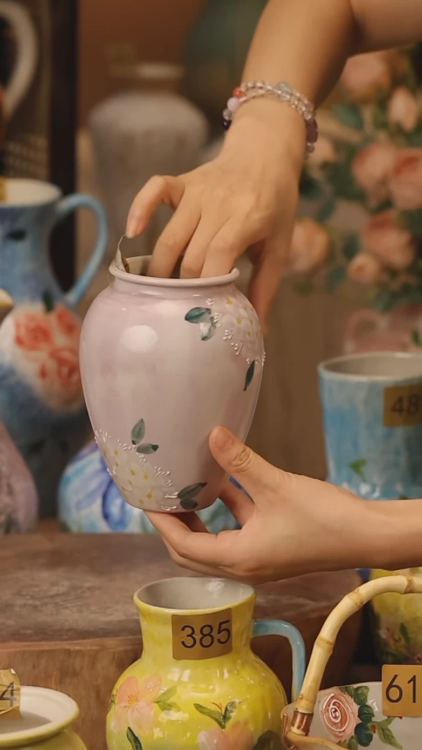 陶瓷172景德镇设计师手作花器摆件侘寂风