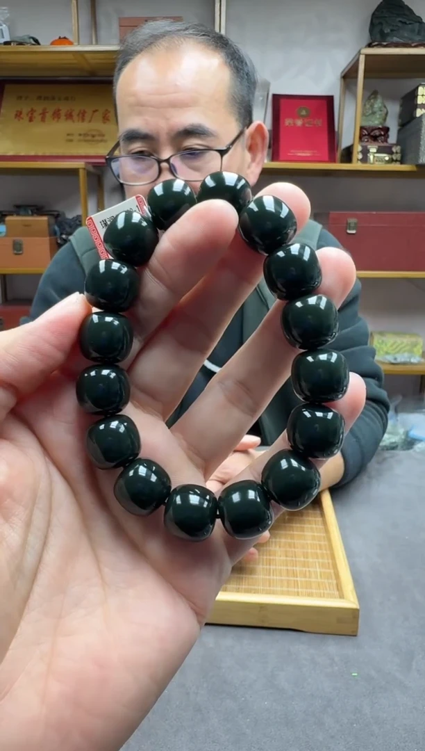 未镶嵌手链和田玉14沙枣青藏青