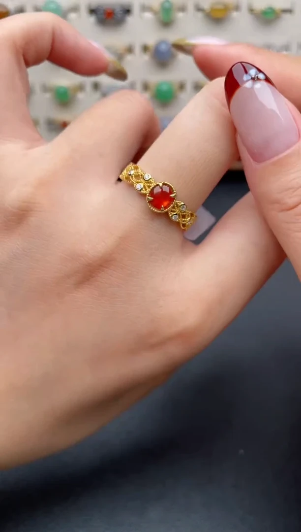 银S925镶嵌戒指翡翠一物一证一礼盒