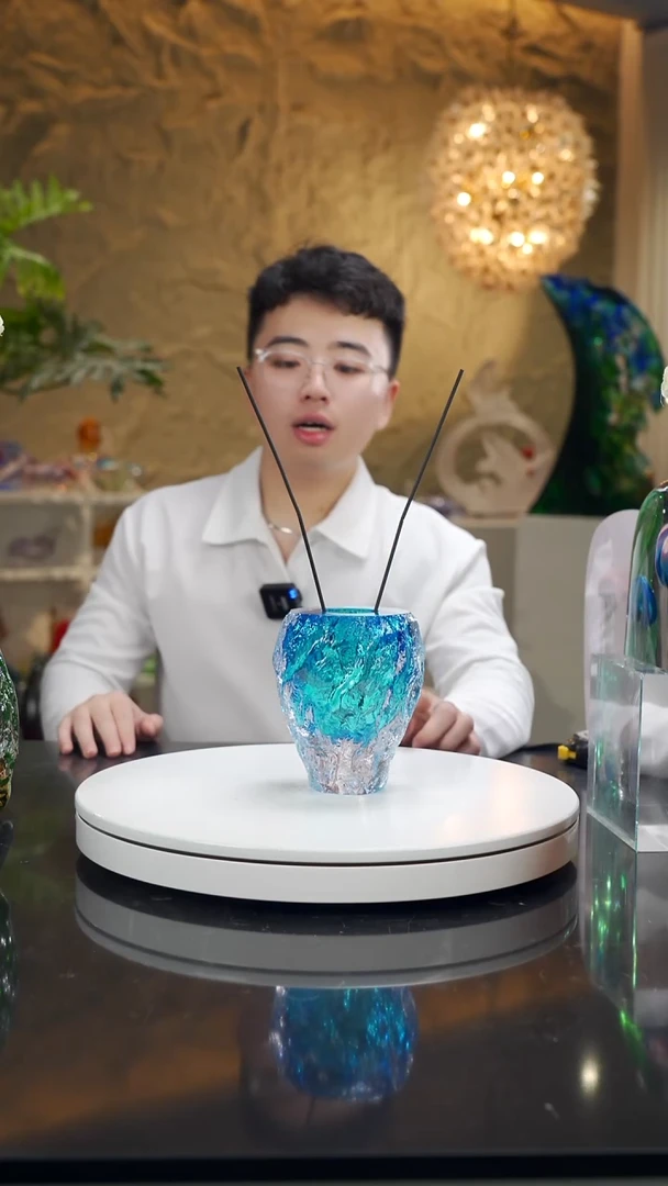 手工艺品琉璃宝石蓝香薰瓶