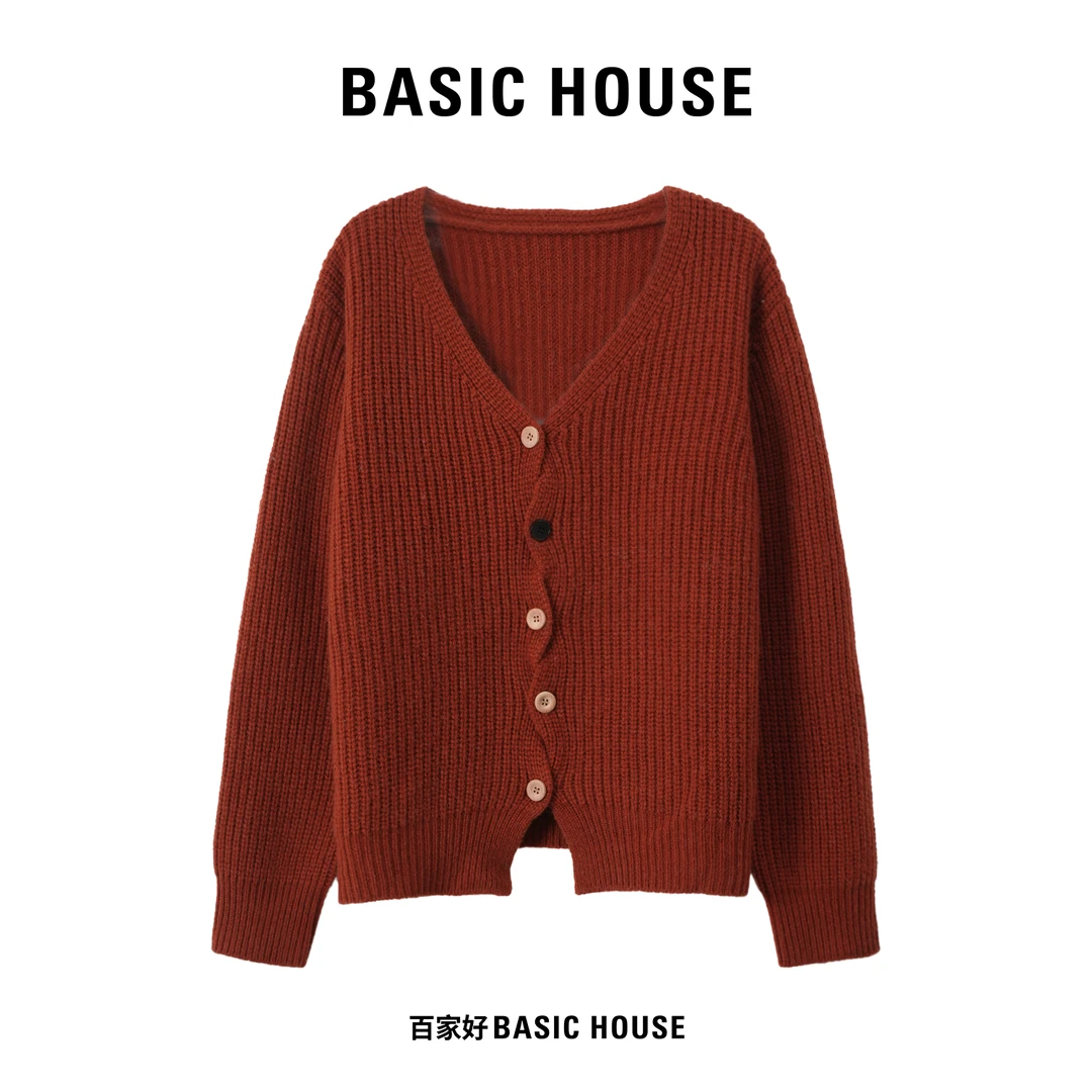 Basic House/百家好2025年秋季新款单排扣时尚针织衫G772 XX