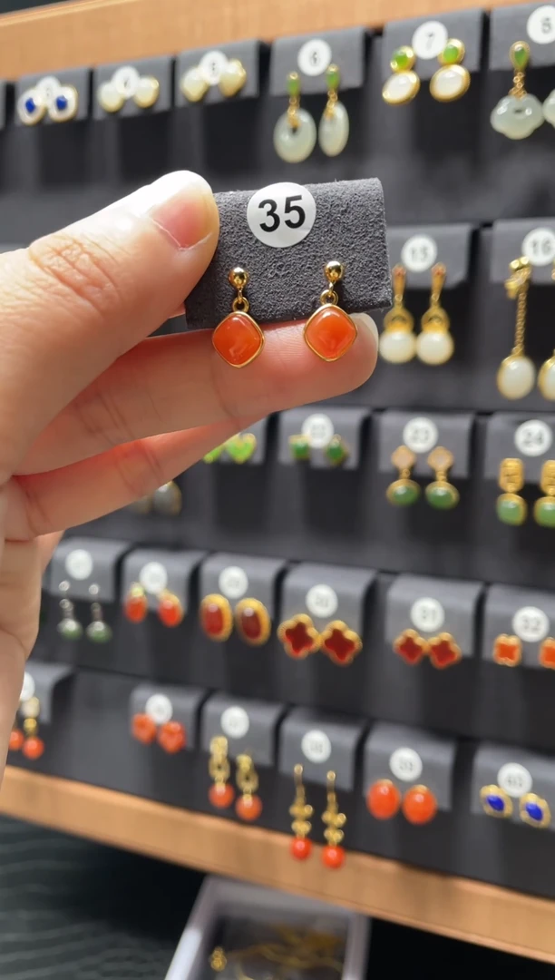 【闪购商品】南红玛瑙耳饰银S925镶嵌0035