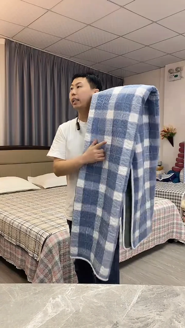 棉月亮蓝格子90*210