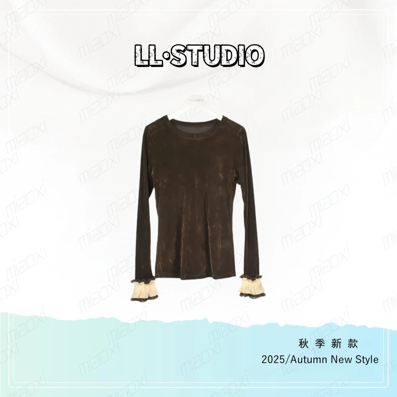 妙兮·LL秋季新款时尚百搭中式长袖设计款拼接袖口上衣*20252368