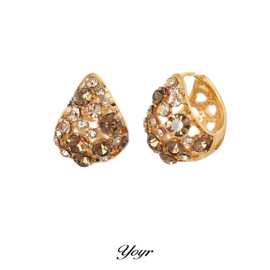 YOYR 黄铜耳饰 轻奢闪耀铃铛耳环精致镶钻高级感镂空耳扣耳环耳钉