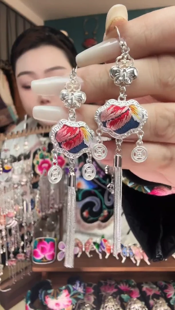 刺绣纯手工民族风刺绣耳环