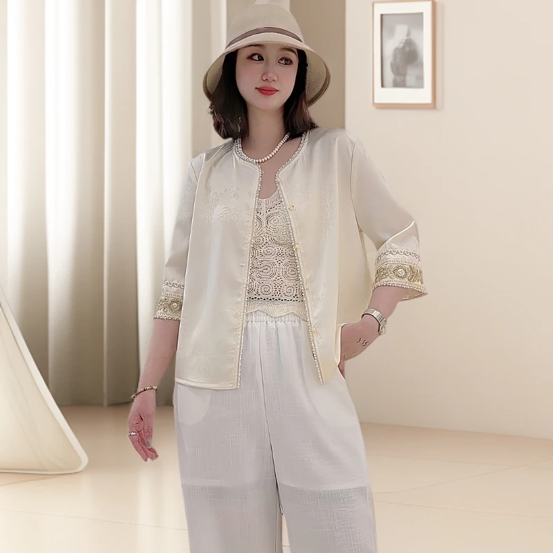 2025春夏新款气质重工七分袖女士外套3535