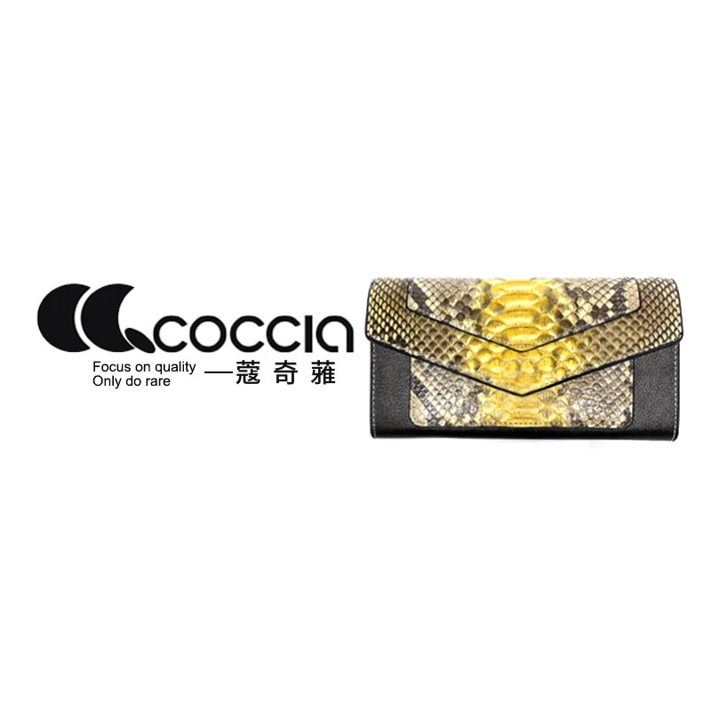「高定女包」蔻奇蕥COCCIA 蟒蛇皮定制手拿包 EE3018-黄金蟒钱包