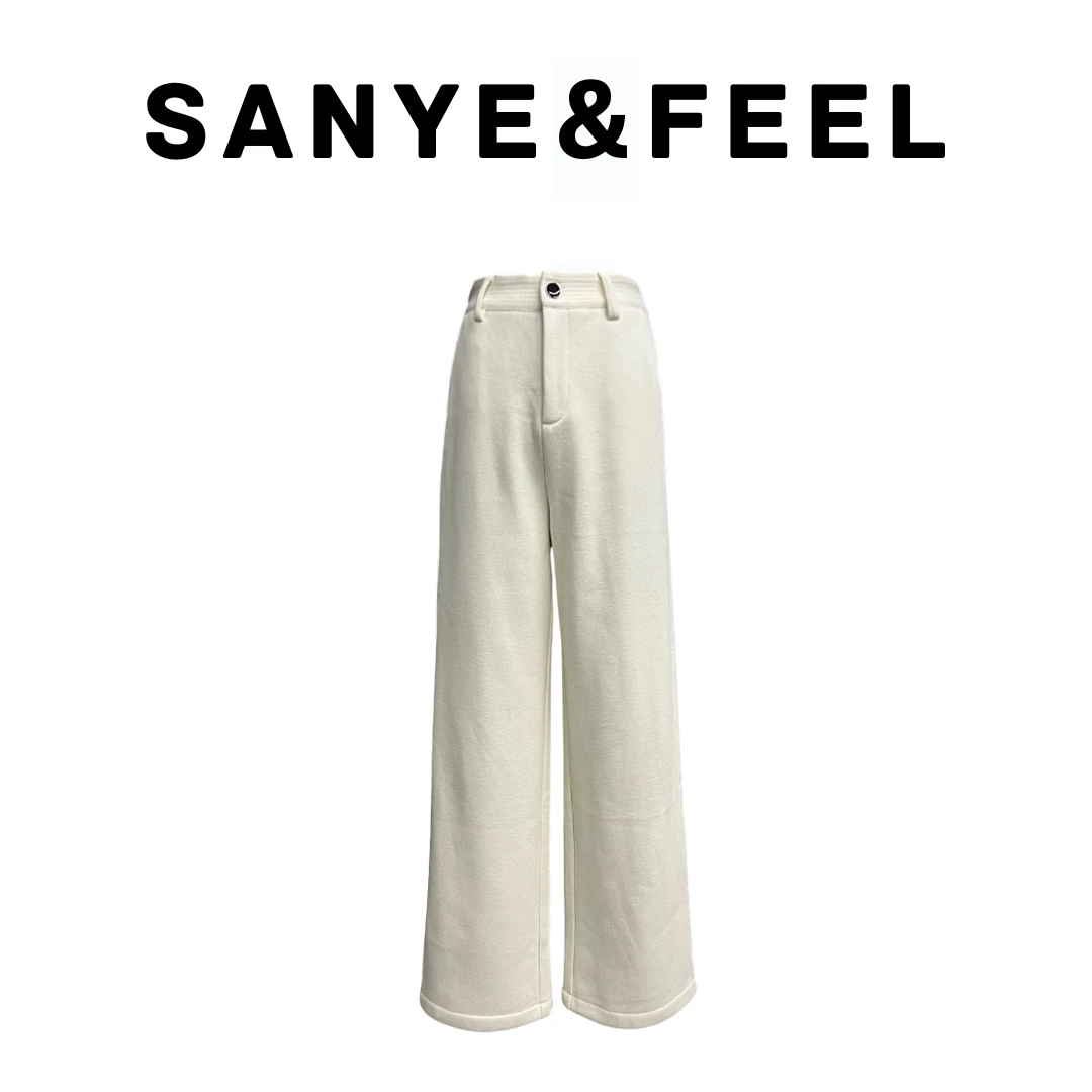 sanye&feel/妍三也【百搭小香裤】62111冬季新款小香风加绒阔腿裤QS