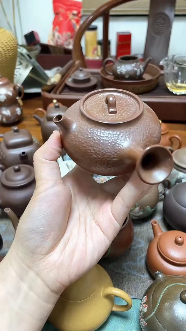 茶壶紫砂柴烧锤纹侧边壶