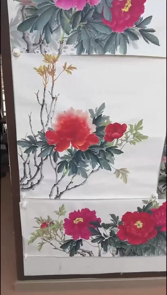 国画四尺斗方小写意牡丹作品